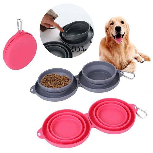 Foldable Rubber Double Pet Feeding Bowl - Arlo Basket