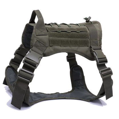 Military-Grade Tactical Dog Harness Vest with Handle – Camouflage MOLLE Vest with Metal Buckles and Leash - Arlo Basket