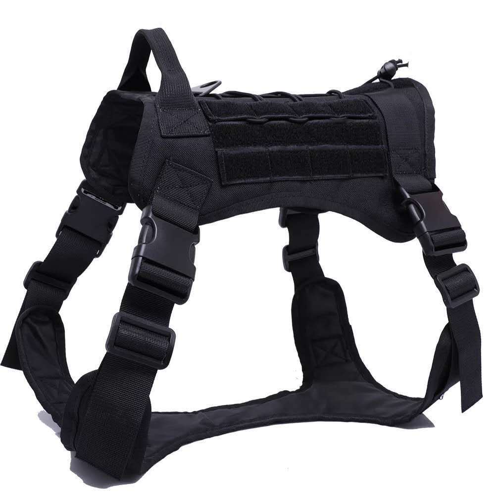 Military-Grade Tactical Dog Harness Vest with Handle – Camouflage MOLLE Vest with Metal Buckles and Leash - Arlo Basket