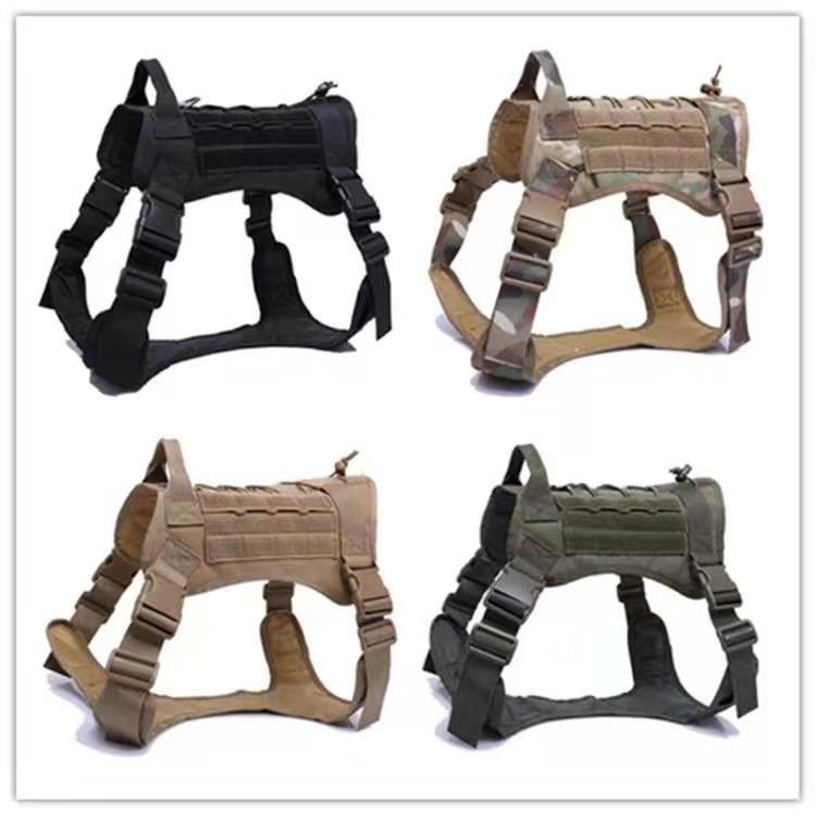 Military-Grade Tactical Dog Harness Vest with Handle – Camouflage MOLLE Vest with Metal Buckles and Leash - Arlo Basket